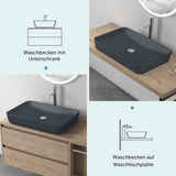 glasvilla Waschbecken Aufsatzwaschbecken aus Mineralguss Waschschale Waschtisch inkl. Standard DIN-Anschlüsse Col815