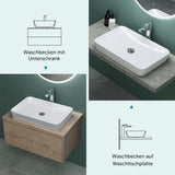 glasvilla Waschbecken Aufsatzwaschbecken aus Mineralguss Waschschale Waschtisch inkl. Standard DIN-Anschlüsse Col815