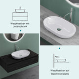 glasvilla Waschbecken Mineralguss Aufsatzwaschbecken Waschschale Col808