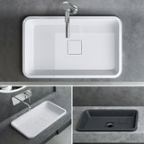 glasvilla Waschbecken mineralguss Einbauwaschbecken mit Ablaufabdeckung Col104