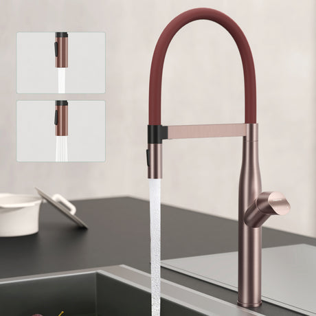glasvilla Küchenarmatur Spültischarmatur aus Edelstahl, Küchenwasserhahn mit Einhebelmischer und magnetischer Geschirrbrause, 360° Schwenkbar Turnix-01