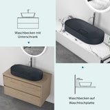 glasvilla Waschbecken Aufsatzwaschbecken Waschschale aus Mineralguss inkl. Nano-Versiegelung Col826