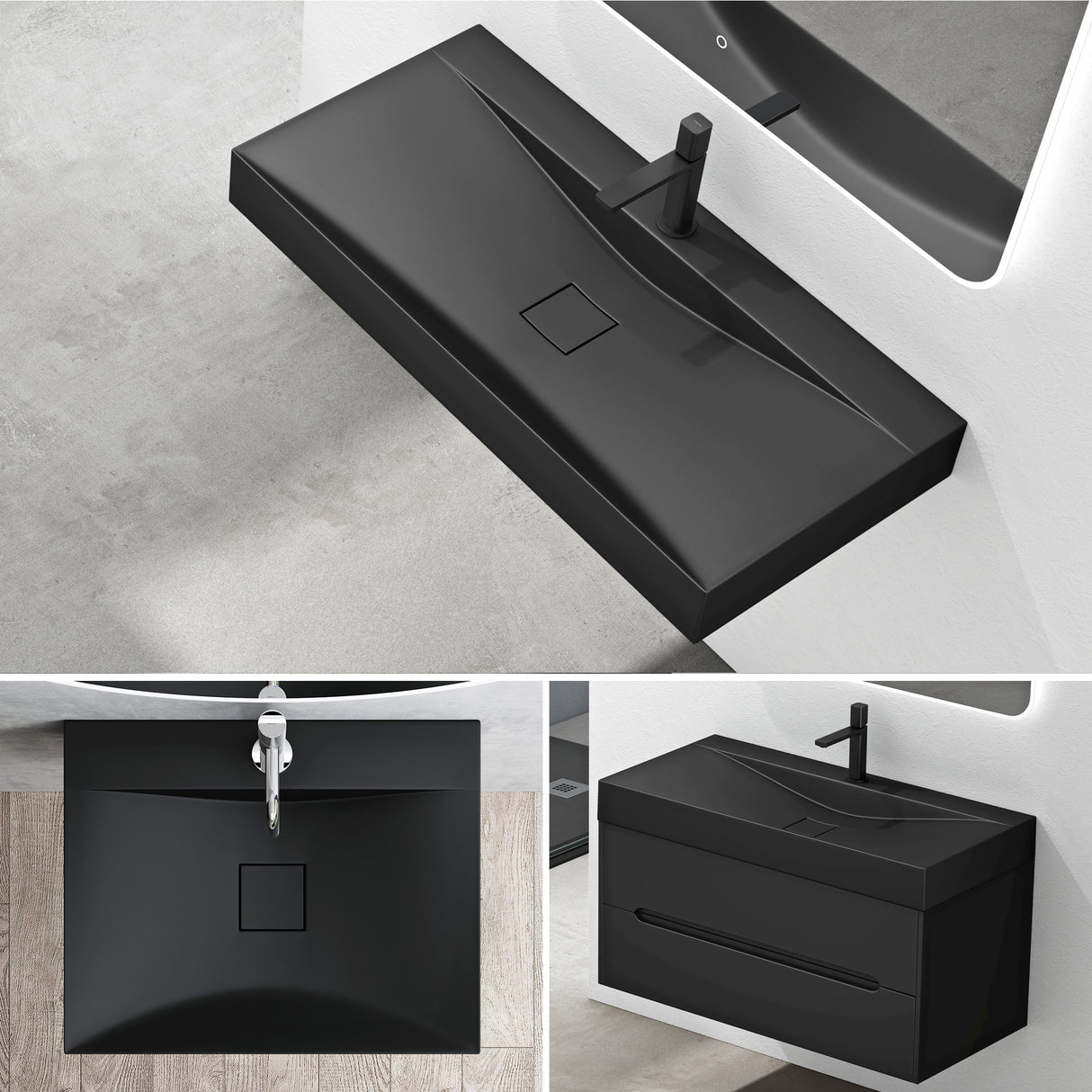 glasvilla Waschbecken Hängewaschtisch Aufsatzwaschschale aus Mineralguss Col810