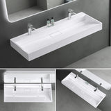 glasvilla Waschbecken Aufsatzwaschbecken Hängewaschbecken Hängewaschtisch inkl. Ablaufgarnitur Mineralguss Rechteckig Waschplatz col19