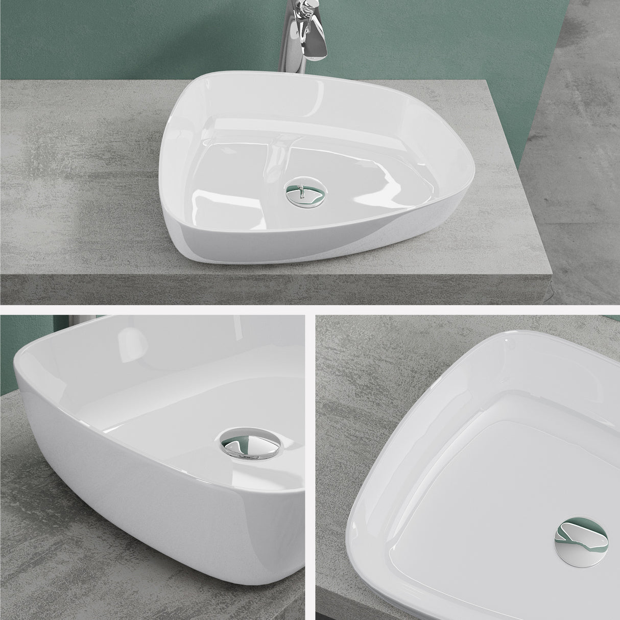 glasvilla Waschbecken mineralguss Aufsatzwaschbecken Waschtisch Waschplatz Waschschale Col826