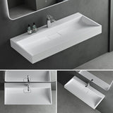 glasvilla Waschbecken Aufsatzwaschbecken Hängewaschbecken Hängewaschtisch inkl. Ablaufgarnitur Mineralguss Rechteckig Waschplatz col19