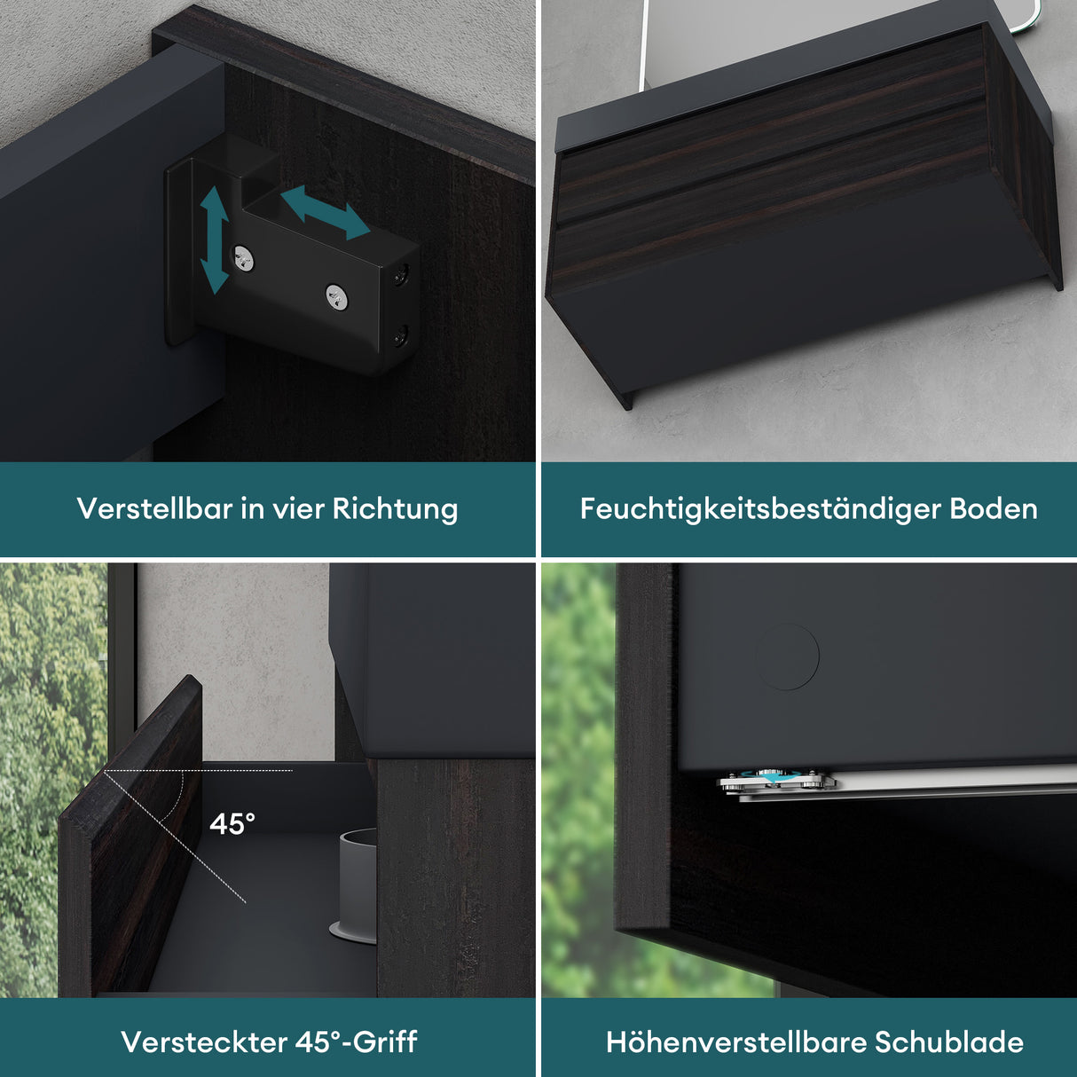 glasvilla Badmöbel Set Badezimmermöbel 120cm Waschbecken Waschtisch mit Unterschrank Deep