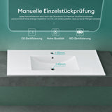 glasvilla Waschbecken Einbauwaschbecken Waschtisch Weiß glänzend aus Keramik inkl. Nano-Beschichtung Rechteckig Brüssel911