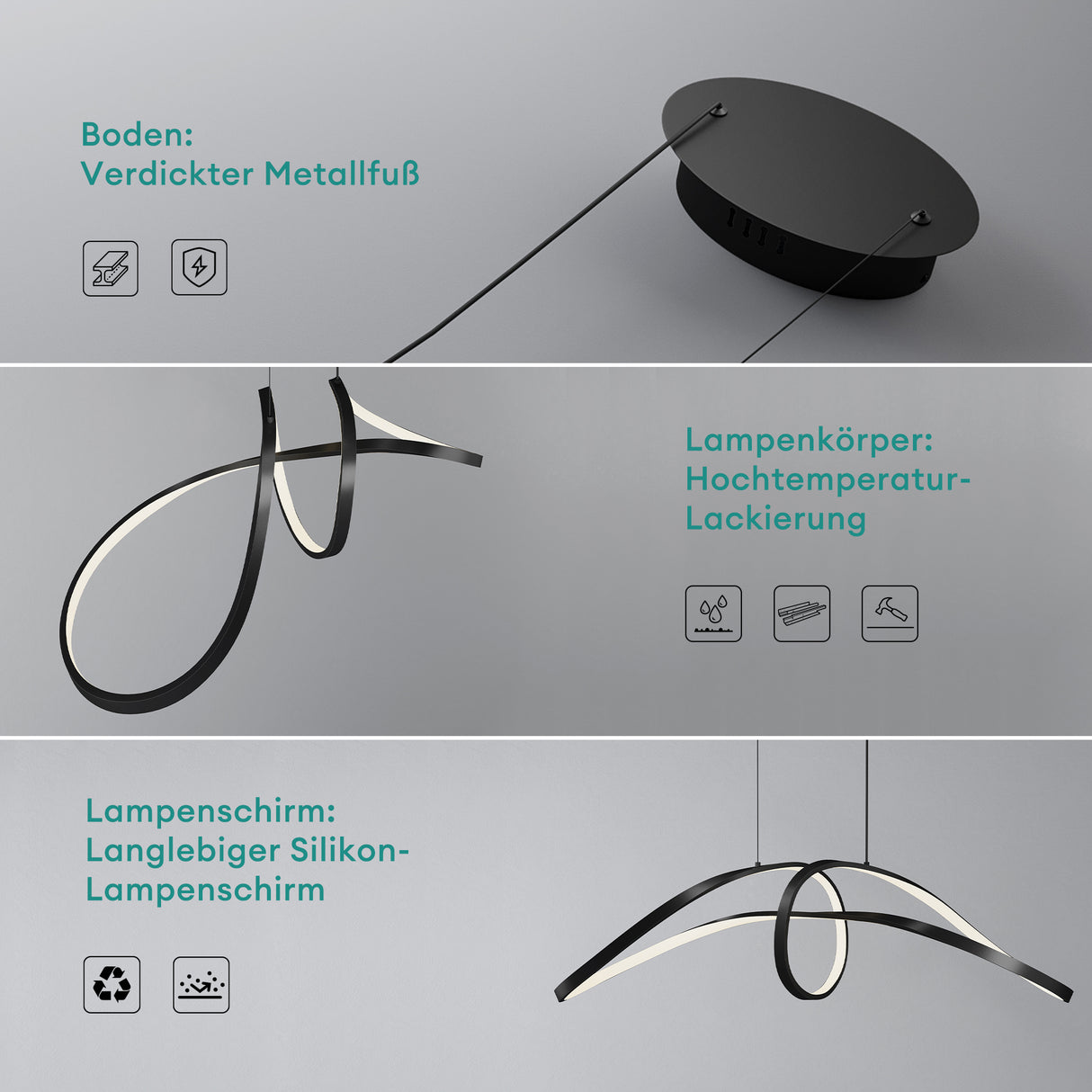 glasvilla Pendelleuchte LED Hängelampe Verstellbares Kabel Hängeleuchte für Esszimmer Wohnzimmer Schlafzimmer