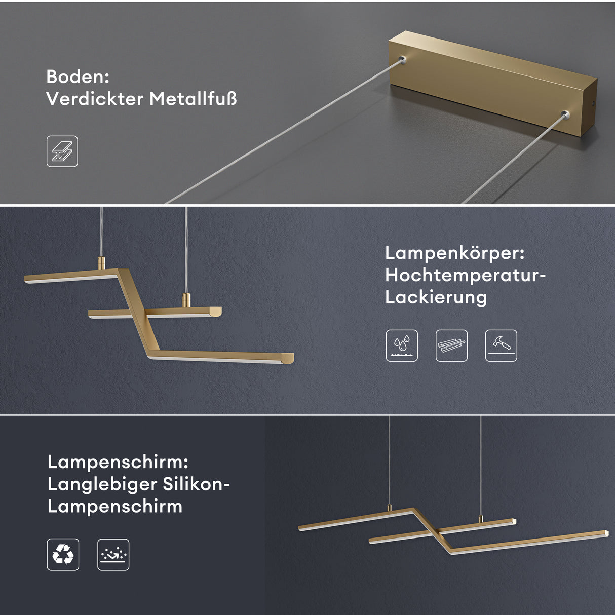glasvilla Pendelleuchte LED Hängelampe Verstellbares Kabel Hängeleuchte für Esszimmer Wohnzimmer Schlafzimmer