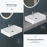 glasvilla Waschbecken Aufsatzwaschbecken Meissen201 Waschtisch aus Keramik inkl. Nano-Beschichtung