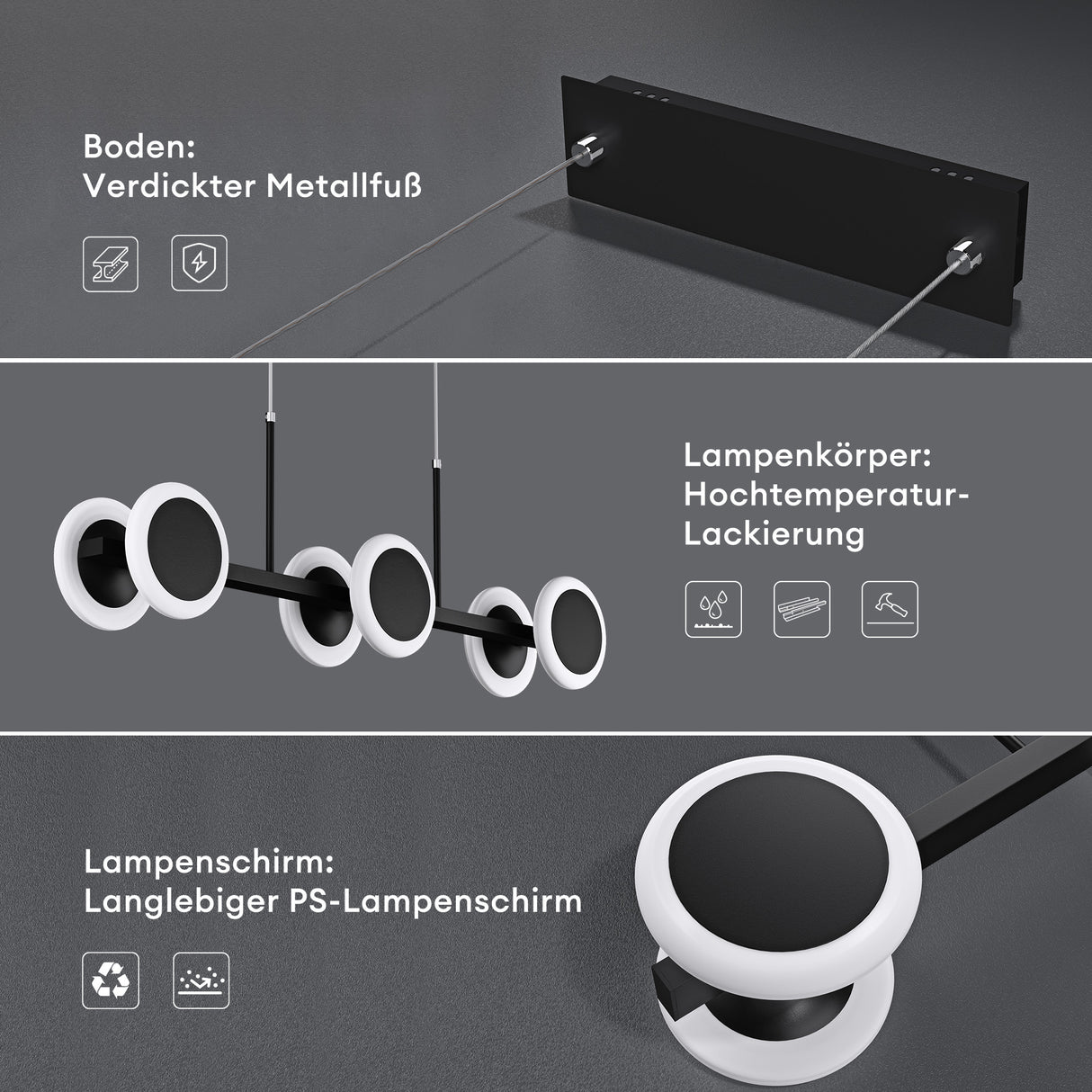 glasvilla Pendelleuchte LED Hängelampe Dimmbar mit Fernbedienung Verstellbares Kabel Hängeleuchte für Esszimmer Wohnzimmer Schlafzimmer