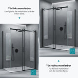 glasvilla Duschkabine mit Schiebetür Duschabtrennung 8mm ESG-Sicherheitsglas Nano-Beschichtung Hebe-Senk-Mechanismus Rav19 Schwarz