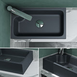 glasvilla Waschbecken Gäste WC Aufsatzwaschbecken mit Hahnloch 46x26x11cm Mineralguss Eckig Klein Waschschale Waschplatz Col101