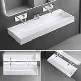 glasvilla Waschbecken Aufsatzwaschbecken Hängewaschbecken Hängewaschtisch inkl. Ablaufgarnitur Mineralguss Rechteckig Waschplatz col19