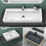 glasvilla Waschbecken Col18 Hängewaschtisch Aufsatzwaschbecken Mineralguss 1 Armaturenloch rechteckig