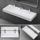 glasvilla Waschbecken Aufsatzwaschbecken Hängewaschbecken Hängewaschtisch inkl. Ablaufgarnitur Mineralguss Rechteckig Waschplatz col19