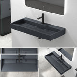 glasvilla Waschbecken Aufsatzwaschbecken Hängewaschbecken Hängewaschtisch inkl. Ablaufgarnitur Mineralguss Rechteckig Waschplatz col19