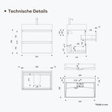 glasvilla Badmöbel-Set Waschbeckenunterschrank Verona mit 2-Schubladen inkl. Waschbecken und Ablaufgarnitur