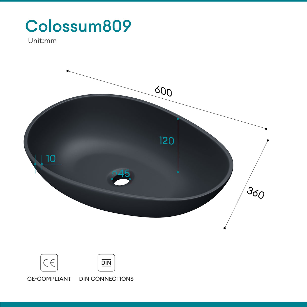 glasvilla Waschbecken oval Aufsatzwaschbecken ohne Hahnloch und Überlauf Col809