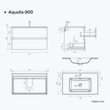 glasvilla Badmöbel-Set Waschtisch mit Unterschrank Mineralguss Waschbecken in Anthrazit Waschbeckenunterschrank  2-Schubladen Soft-Close Aqualis