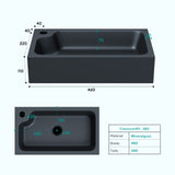 glasvilla Waschbecken Gäste WC Aufsatzwaschbecken mit Hahnloch 46x26x11cm Mineralguss Eckig Klein Waschschale Waschplatz Col101