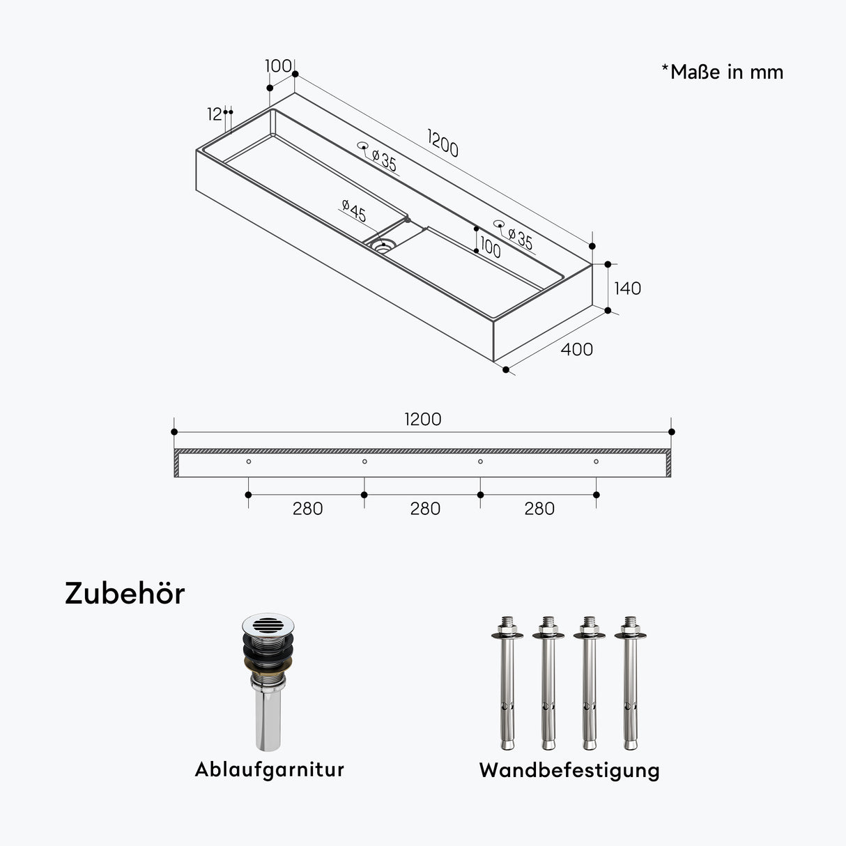 Lavabo Glasvilla Col6028 – Mineralguss con orificio para grifo, diseño y funcionalidad superior