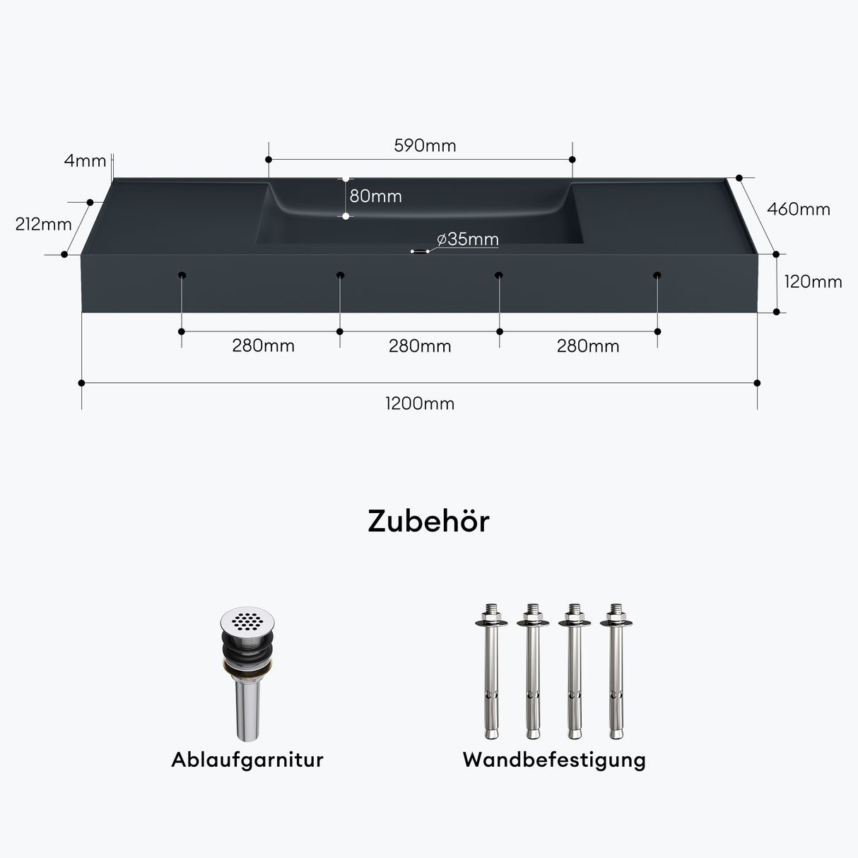 glasvilla Waschbecken Aufsatzwaschbecken Hängewaschbecken Mineralguss Rechteckig Waschplatz Col630