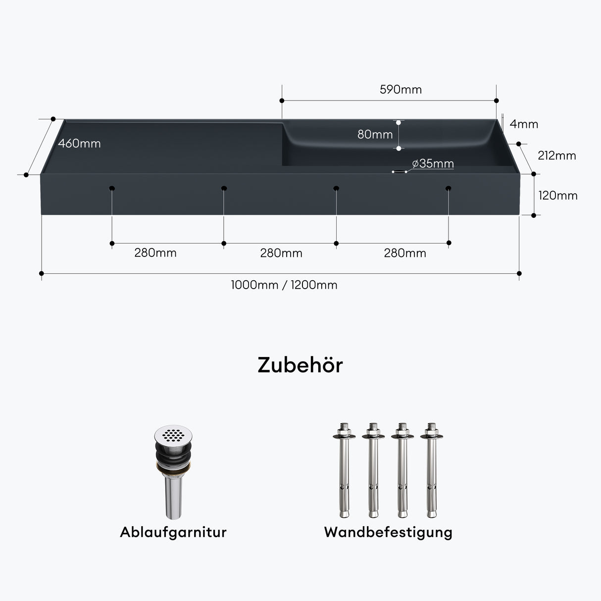 glasvilla Waschbecken Aufsatzwaschbecken Hängewaschbecken Mineralguss Rechteckig Waschplatz Col630