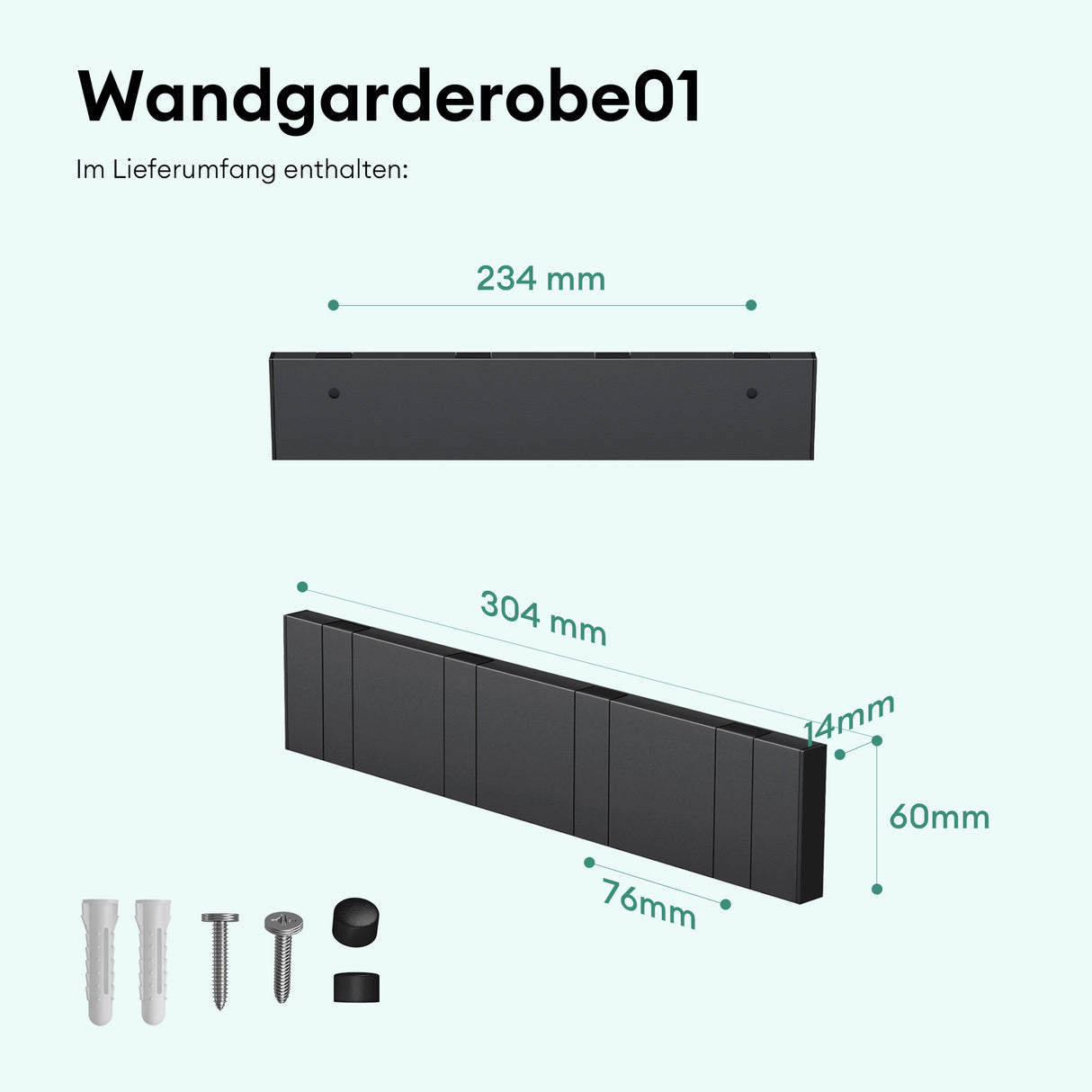 glasvilla Kleiderhaken ohne Bohren Wandgarderobe Wandhaken aus Edelstahl Garderobenleiste Garderobenhaken Stalo-04+05