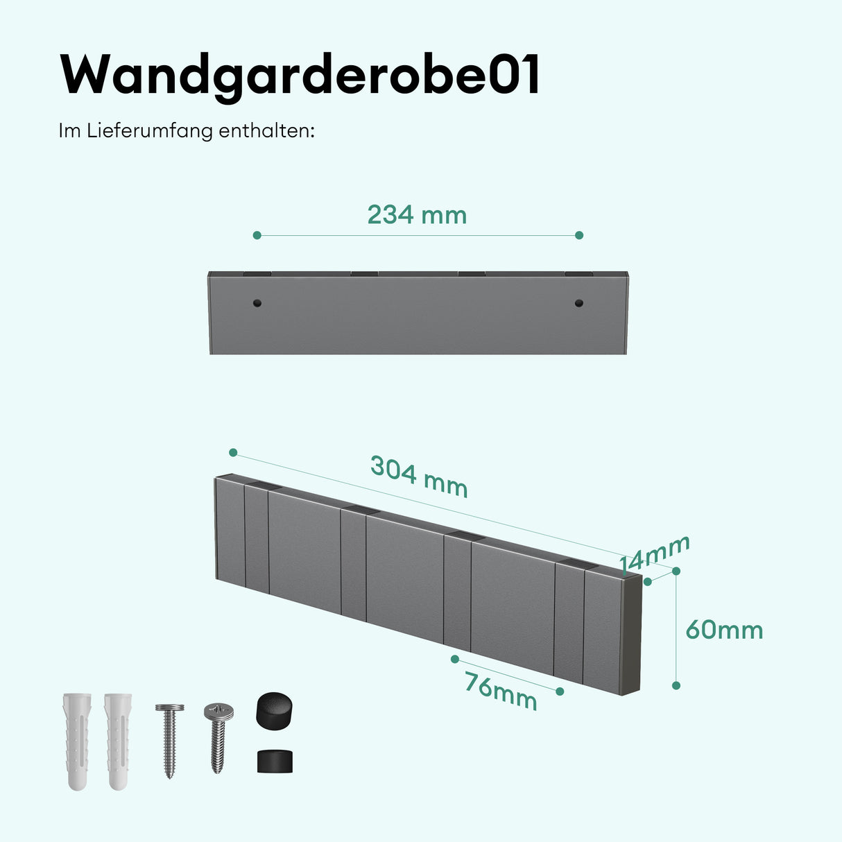glasvilla Kleiderhaken ohne Bohren Wandgarderobe Wandhaken aus Edelstahl Garderobenleiste Garderobenhaken Stalo-04+05
