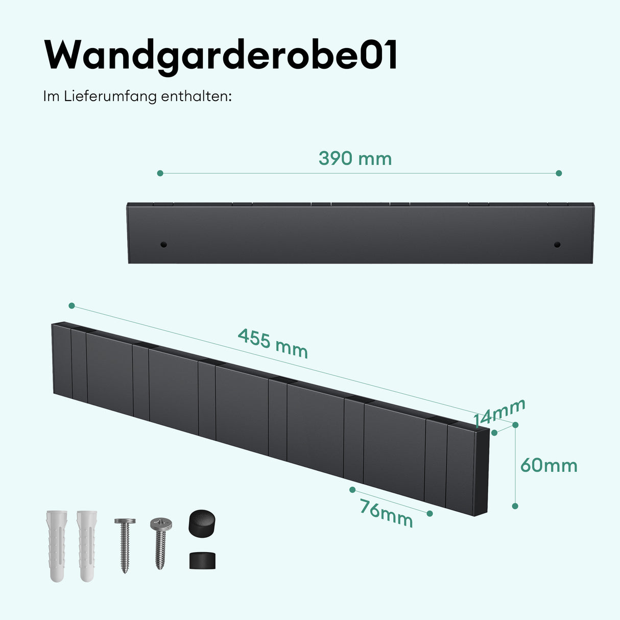 glasvilla Kleiderhaken ohne Bohren Wandgarderobe Wandhaken aus Edelstahl Garderobenleiste Garderobenhaken Stalo-04+05