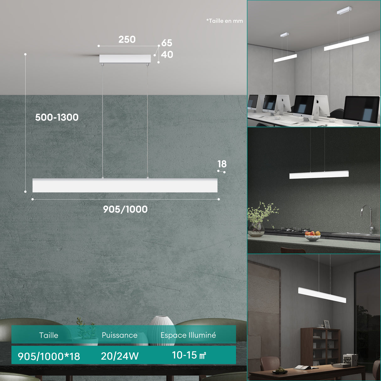 glasvilla Pendelleuchte LED Hängelampe Dimmbar mit Fernbedienung 3000K/4000K/6000K Verstellbares Kabel Hängeleuchte für Esszimmer Wohnzimmer Schlafzimmer