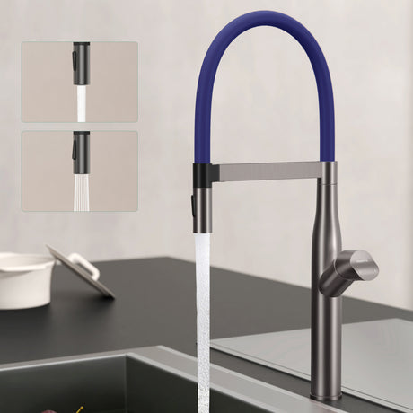 glasvilla Küchenarmatur Spültischarmatur aus Edelstahl, Küchenwasserhahn mit Einhebelmischer und magnetischer Geschirrbrause, 360° Schwenkbar Turnix-01