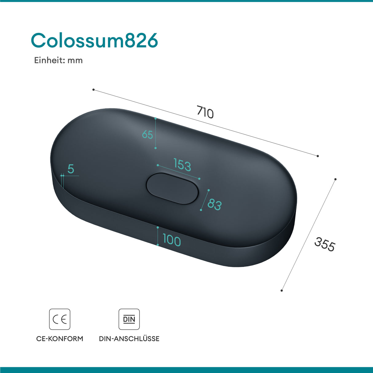 glasvilla Waschbecken Aufsatzwaschbecken Waschschale aus Mineralguss inkl. Nano-Versiegelung Col826
