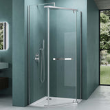 glasvilla Fünfeck-Duschkabine mit Duschtasse Duschwand Echtglas ebenerdige Montage möglich 8mm ESG Dusche Ravenna08