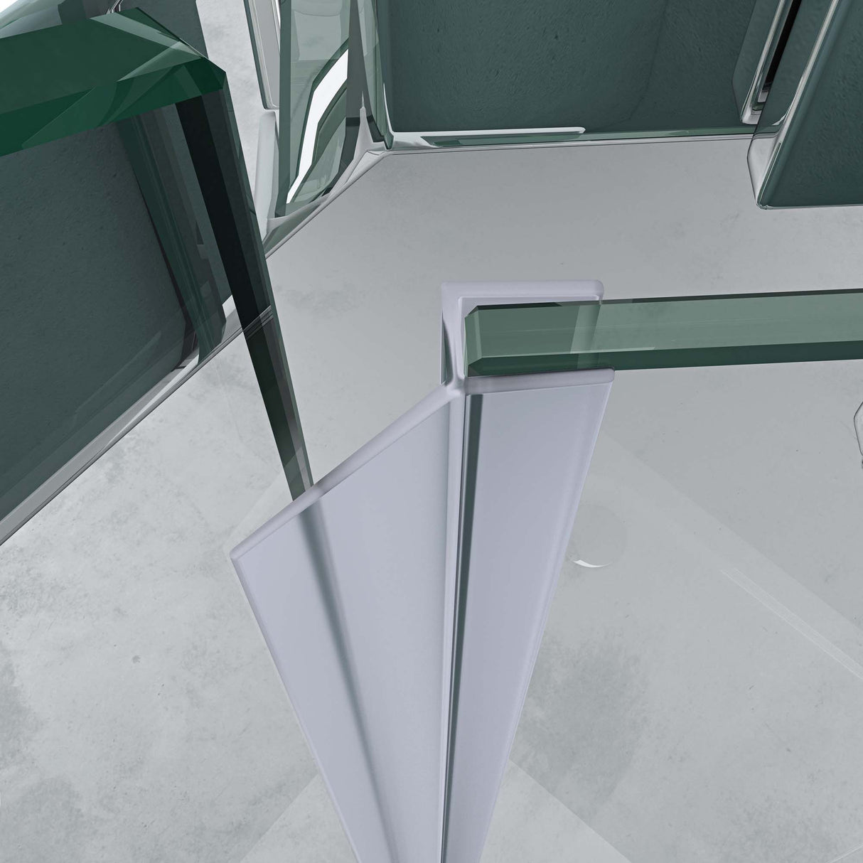 glasvilla Fünfeck-Duschkabine mit Duschtasse Duschwand Echtglas ebenerdige Montage möglich 8mm ESG Dusche Ravenna08