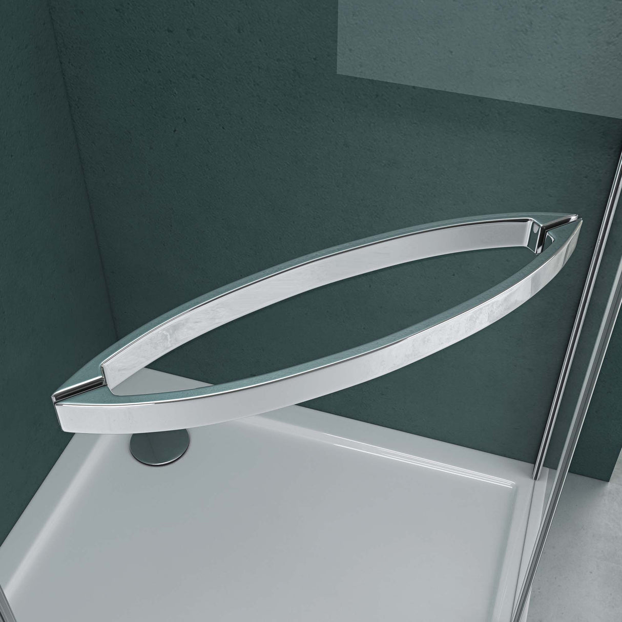 glasvilla Fünfeck-Duschkabine mit Duschtasse Duschwand Echtglas ebenerdige Montage möglich 8mm ESG Dusche Ravenna08