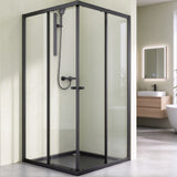 glasvilla Duschkabine mit Doppel-Schiebetür Duschtür Eckeinstieg Echtglas Lotuseffekt 6mm ESG-Sicherheitsglas Ravenna16K Schwarz