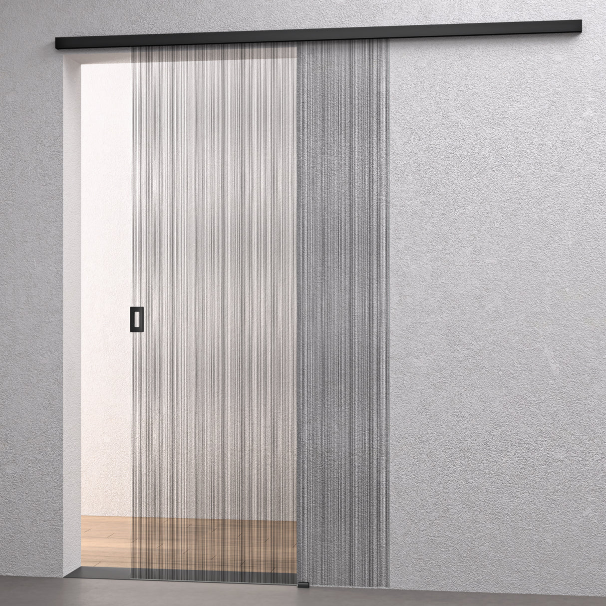 glasvilla Glasschiebetür komplettset Zimmertür Matt Schwarz 8mm ESG-Sicherheitsglas, Schiebetür Glas schwarz gebürstet mit Laufschiene aus Aluminium Muranino-001