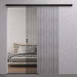 glasvilla Glasschiebetür komplettset Zimmertür Matt Schwarz 8mm ESG-Sicherheitsglas, Schiebetür Glas schwarz gebürstet mit Laufschiene aus Aluminium Muranino-001