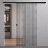 glasvilla Glasschiebetür komplettset Zimmertür Matt Schwarz 8mm ESG-Sicherheitsglas, Schiebetür Glas schwarz gebürstet mit Laufschiene aus Aluminium Muranino-001