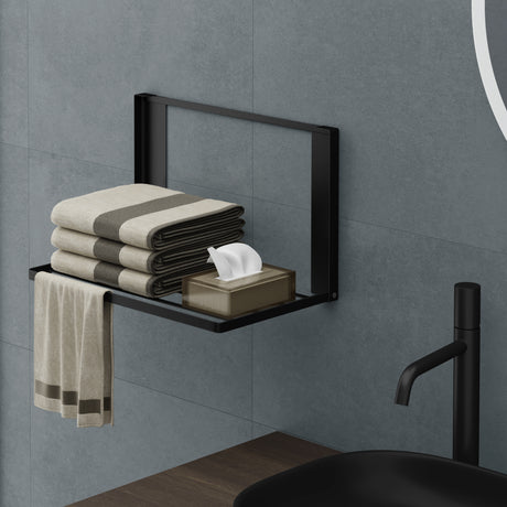 glasvolla Toallero Toallero de Baño Estantes Magnéticos para Lavadora Estante Plegable Estante de Pared sin Perforación 41x25cm Estante Multifuncional para Lado de Refrigerador, Baño, Cocina Folda-01