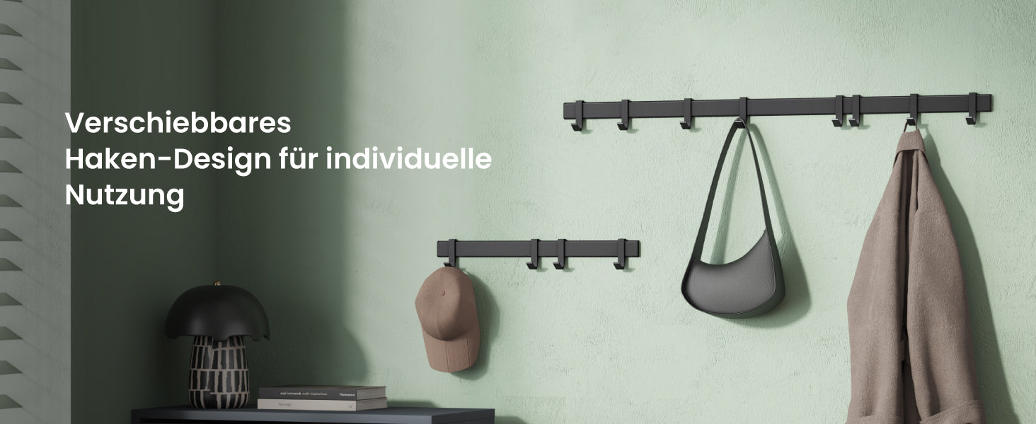 glasvilla Kleiderhaken zum Bohren oder Kleben, Garderobenleiste aus Aluminium, Garderobenhaken Wandhaken Stalo-12