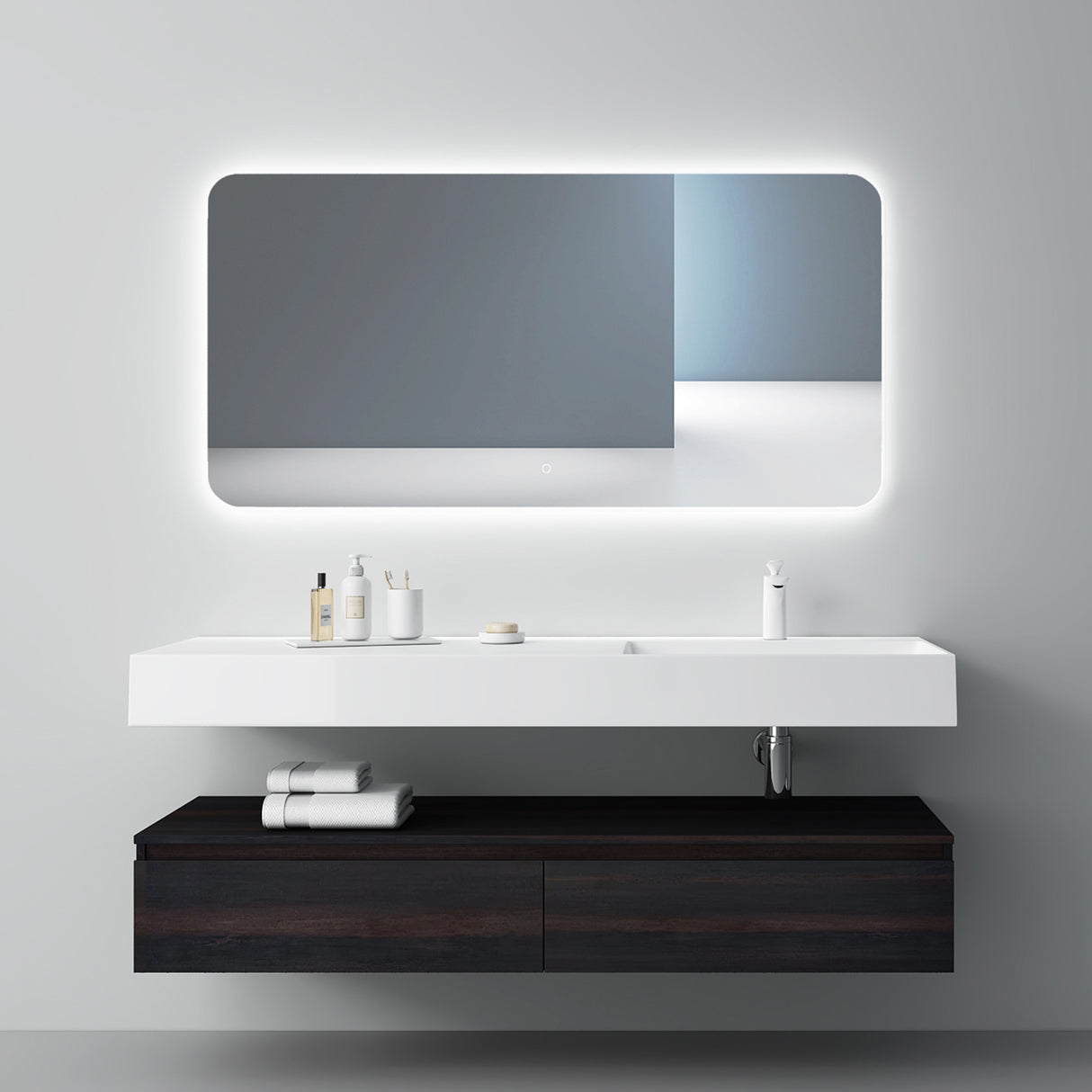 glasvilla Badmöbelset Waschtisch mit Unterschrank 150x48x25cm mit Soft-Close Schubladen inkl. Mineralguss-Waschbecken UP