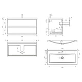 glasvilla Badmöbelset Badezimmermöbel Waschbeckenunterschrank 2 Schubladen mit Soft-Close inkl. Waschbecken in Weiß aus Mineralguss Rimo