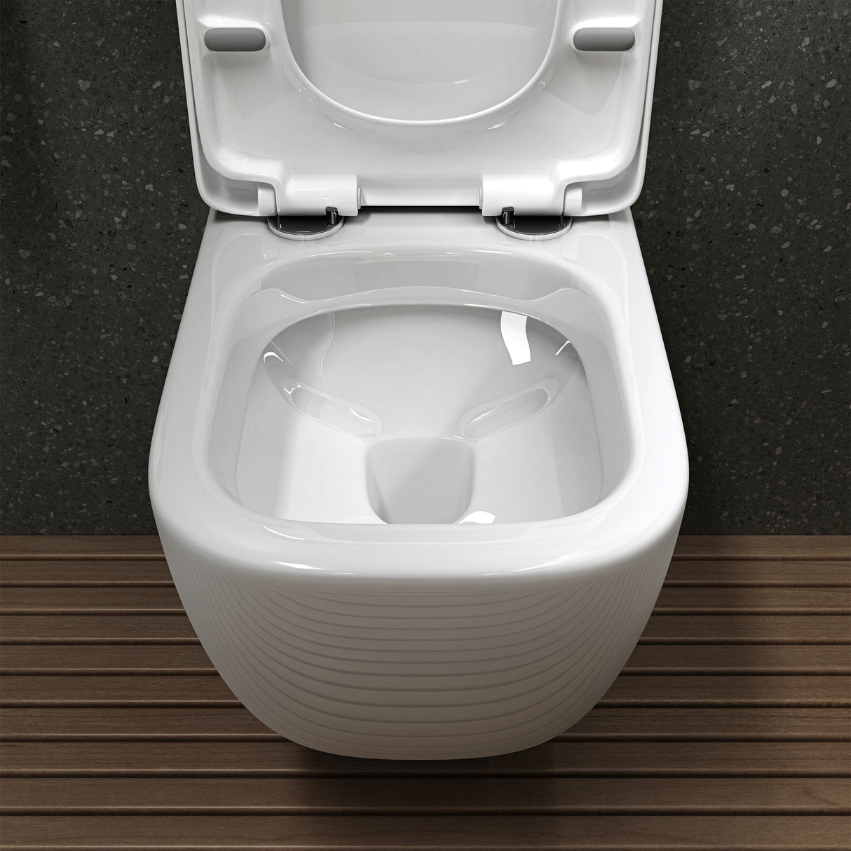 glasvilla Hänge WC Toilette Wand-WC Spülrandlos Weiß aus Keramik Wandmontage mit Absenkautomatik