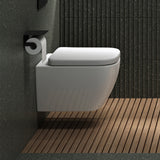 glasvilla Hänge WC Toilette Wand-WC Spülrandlos Weiß aus Keramik Wandmontage mit Absenkautomatik