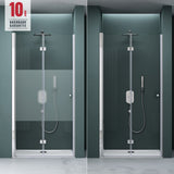 glasvilla Duschtür Nischentür dusche Duschabtrennung Duschkabine mit Drehfalttür ESG-Sicherheitsglas inkl. NANO-Beschichtung in Klarglas und Teilsatiniert Teramo26K+MS