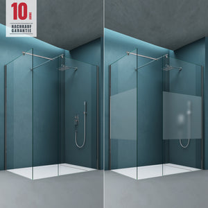 glasvilla Box Doccia Walk-In Due Lati Fissi, Parete Doccia in Vetro Trasparente 8mm di Sicurezza ESG con Rivestimento Nano, Cabina Doccia Bremen01K/MS-T